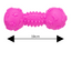 Pink dog toy with texture and measurement label on a white background