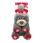 Plush dog toy bear with red hat and paws on a transparent background