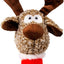 Plush reindeer Christmas dog toy with a white background