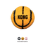 Yellow and black KONG ball on a white background