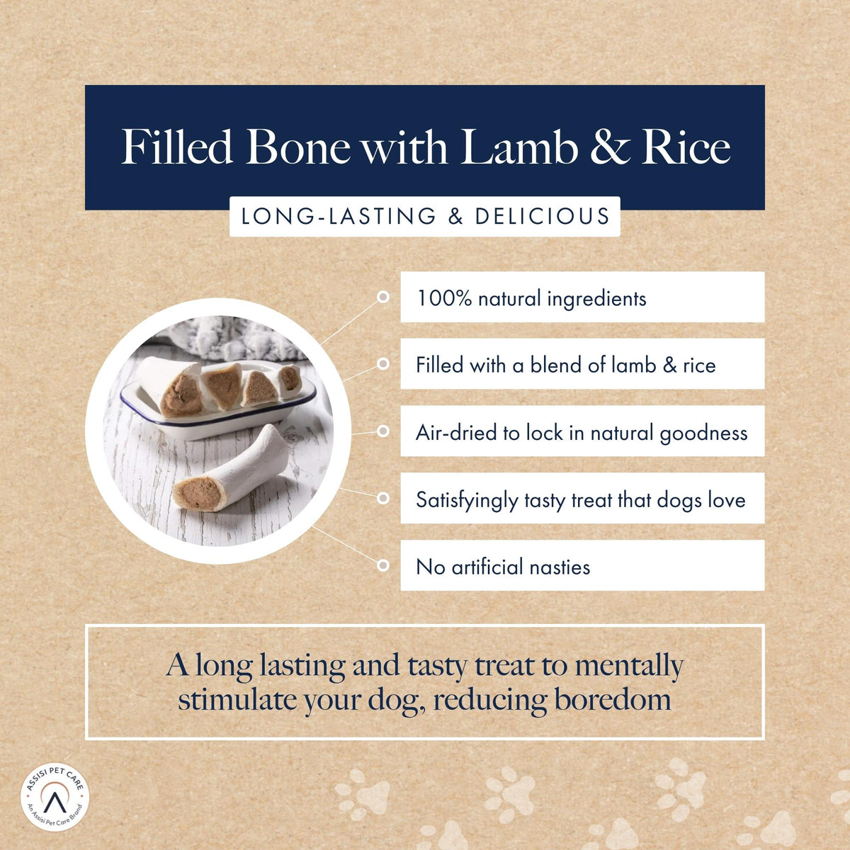 Hollings Lamb & Rice Filled Beef Bone for Dogs Natural Treat