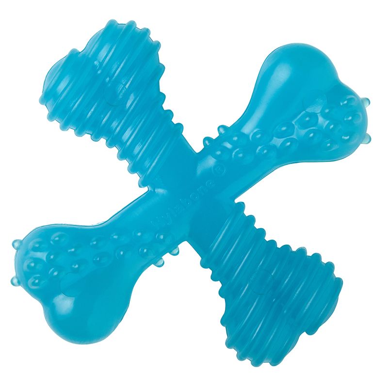 Blue dog toy with a unique design on a white background