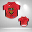 Red County Down GAA sports dog jersey with black accents and a prominent emblem 