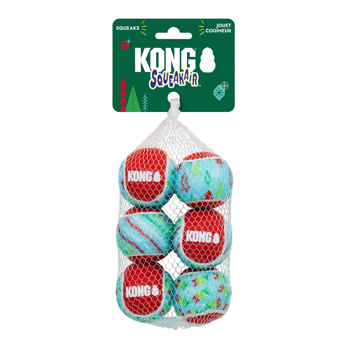 KONG Holiday Squeak Tennis Balls 6 Pack 🎄 Christmas Dog Toy