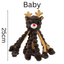 Plush reindeer dog toy with antlers and braided legs, labeled 'Baby' and '25cm'.