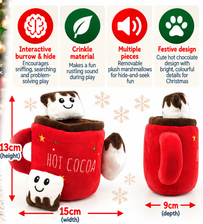 Hot Chocolate Burrow & Hide ☕ Dog Toy by Happy Pet