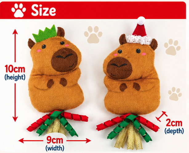 Corby Capybara 🦫 Pack of 2 Christmas Cat Toys by Happy Pet