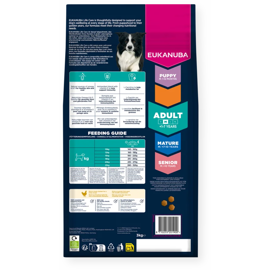 Eukanuba dog food packaging with a white background
