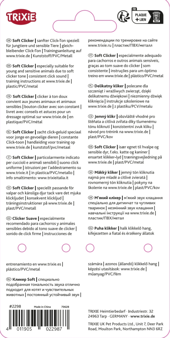 Trixie | Dog Training | Soft Clicker for Sound Sensitive Pets