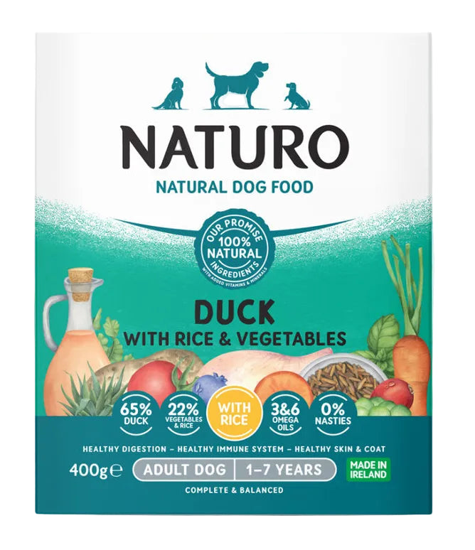 Naturo Duck with Rice & Vegetables Gluten Free Wet Dog Food Tray 400g