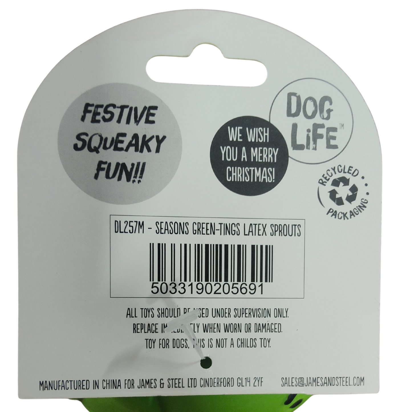 James Steel Seasons Green-tings Latex Sprouts | Christmas Dog Toy