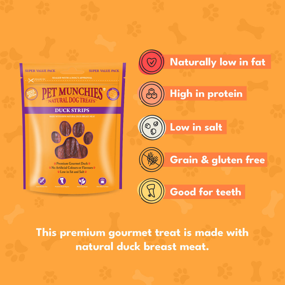 Pet Munchies Hypoallergenic Meaty Dog Treats | Duck Strips - 320g