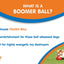 Advertisement for Boomer Ball with a dog playing and text about the product on a grassy background.