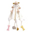 Puppy comfort blanket with plush dog  toy and rattle on a white background