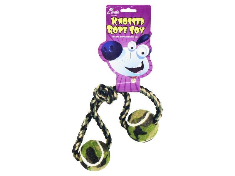 Cheeko Tennis Ball Rope Dumbell | Dog Toy