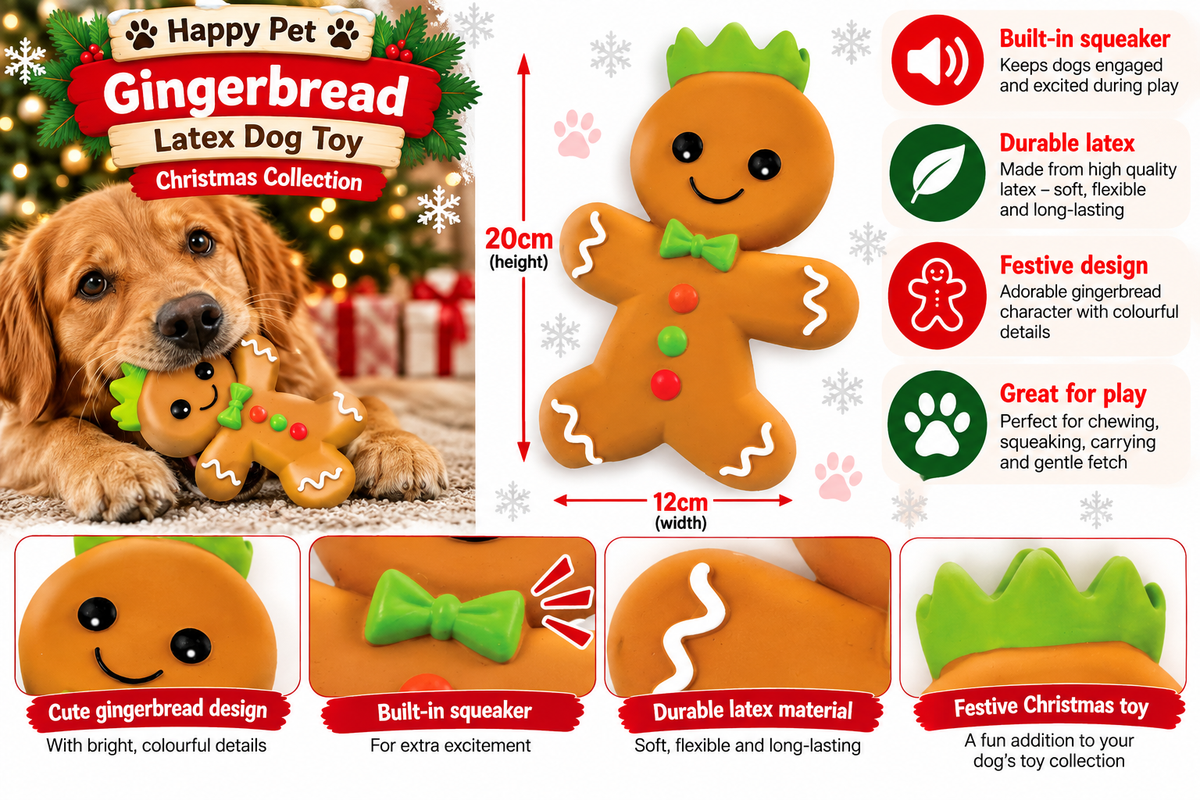 Gingerbread Latex 🍭Christmas Dog Toy by Happy Pet