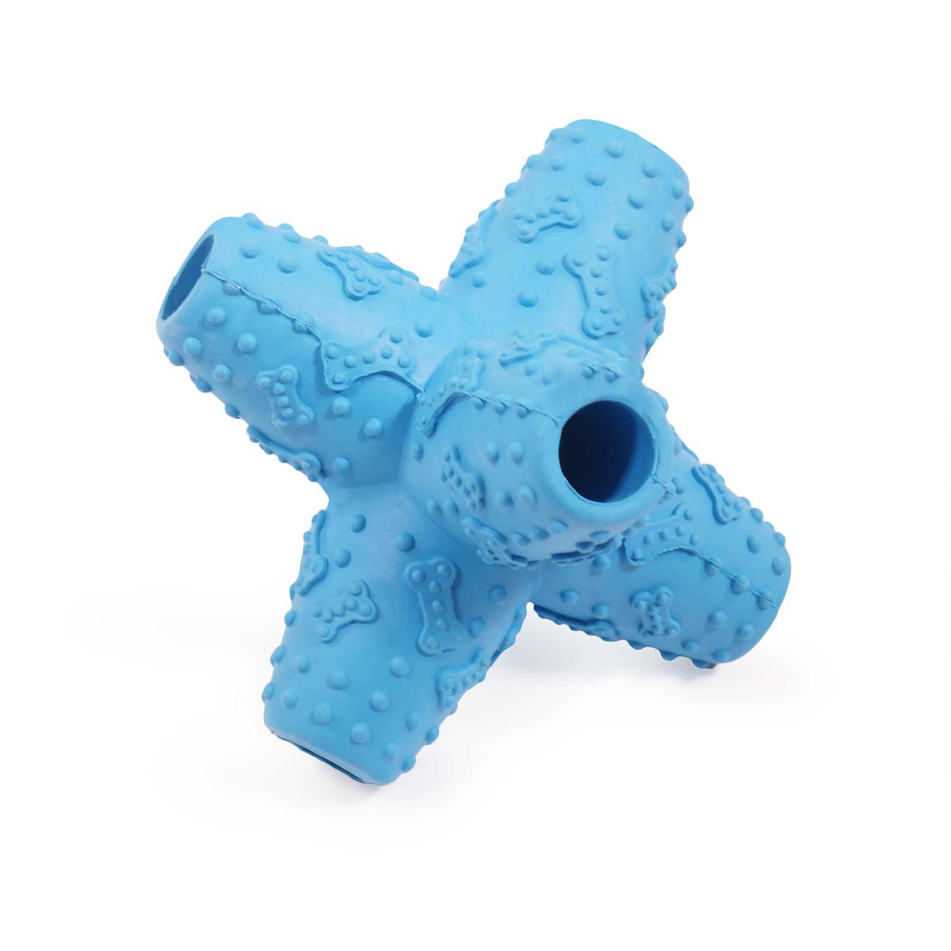 Blue textured dog toy on a white background