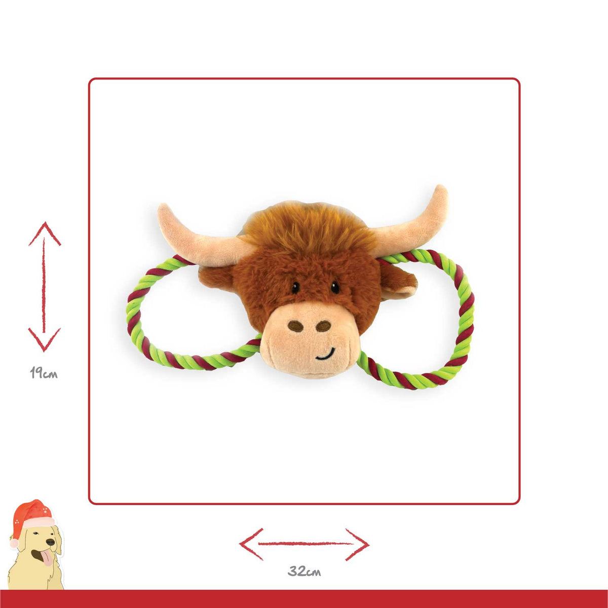 Herby Highland Cow Tug of War 🐂 Christmas Dog Toy by Happy Pet