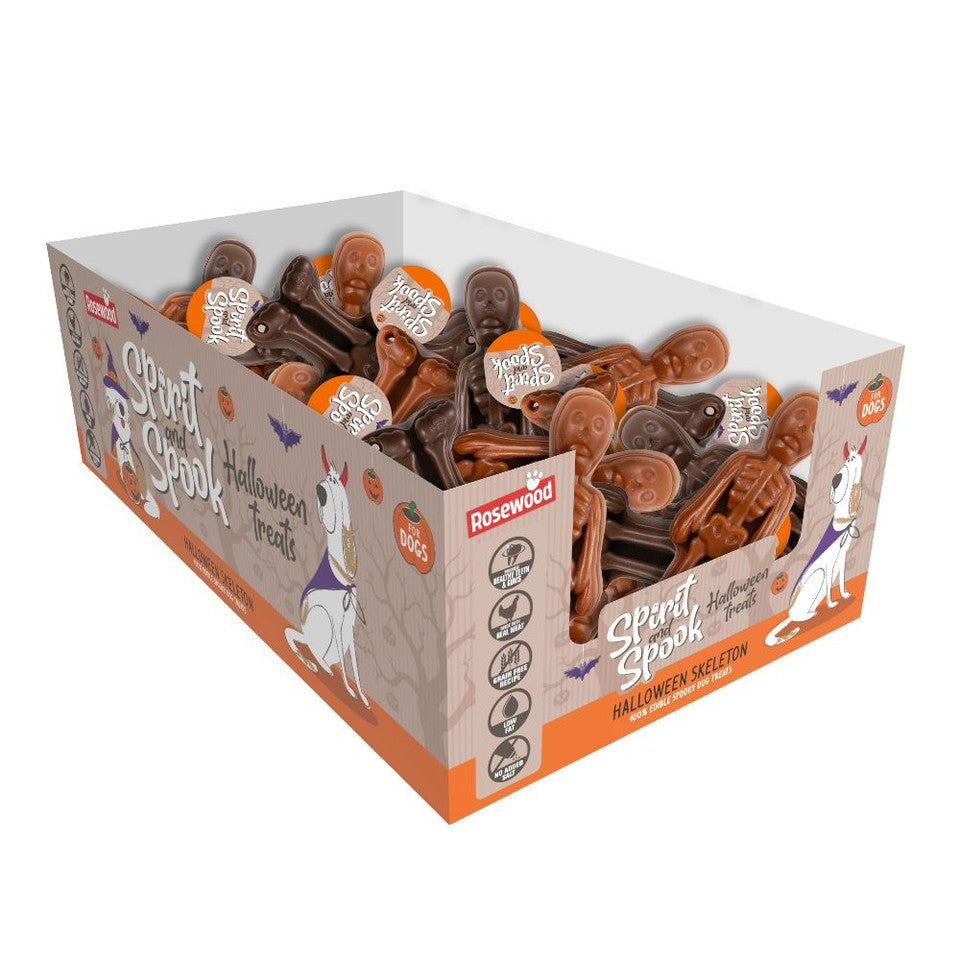 Brown skeleton shaped dog treats