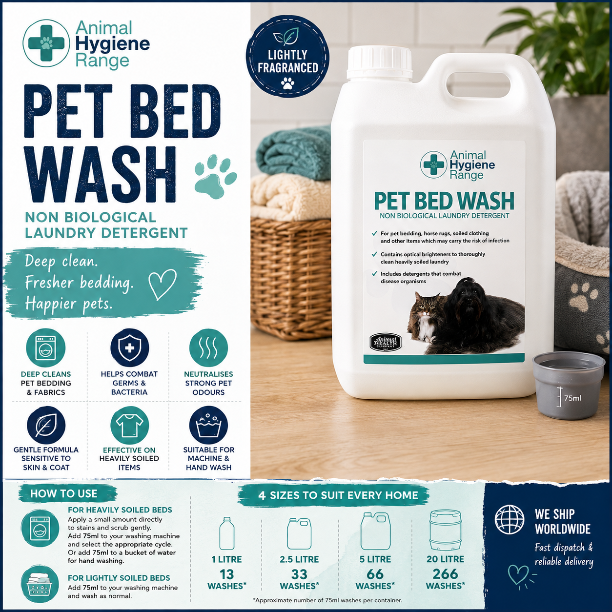 Animal Health Company Pet Bed Wash 🧺 Non-Bio Pet Laundry Detergent by Animal Hygiene Range