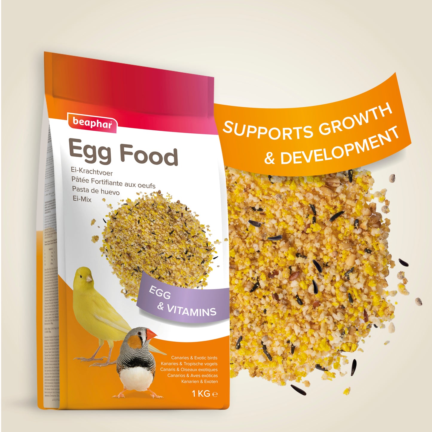 Beaphar Egg Food for Canaries 🐤 & Exotic Birds | High Protein Bird Supplement 1kg