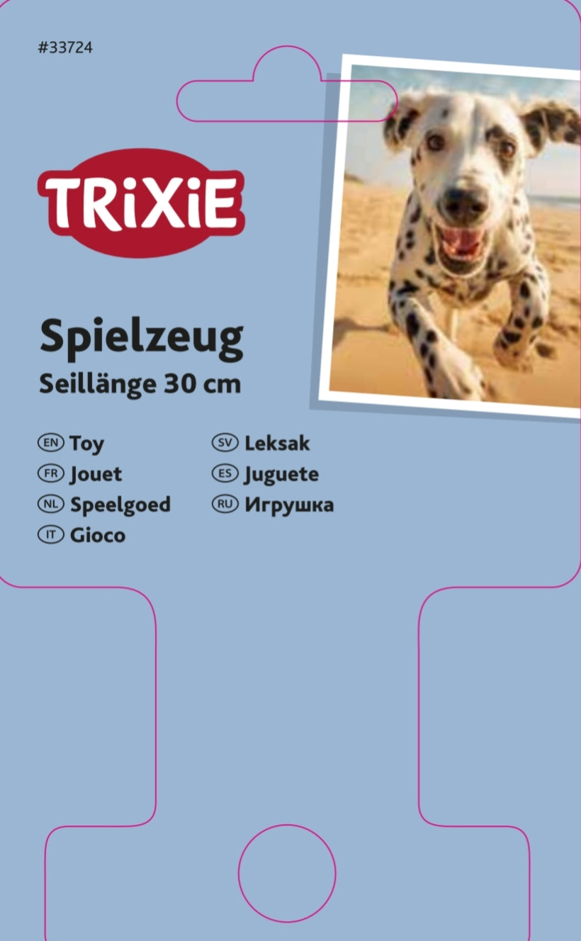 Wavy Natural Rubber Ball On Rope | Dog Training & Fetch Toy by Trixie