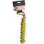 Colorful braided dog toy with 'Hem and Boo' packaging on a white background