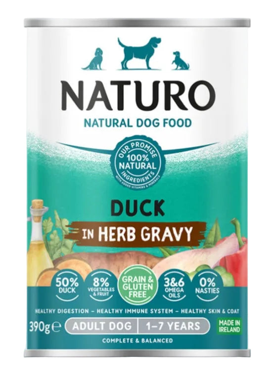 Naturo | Grain Free Wet Dog Food Tins | Variety Pack - 12 x 390g