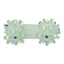 Green textured toy with colorful spots on a white background