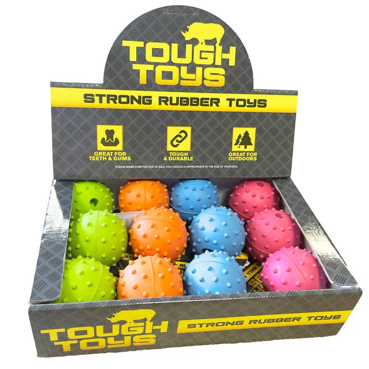 Happy Pet | Rubber Studded Ball with Bell | Tough Dog Toy