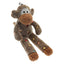 Plush monkey toy with colorful buttons on a white background