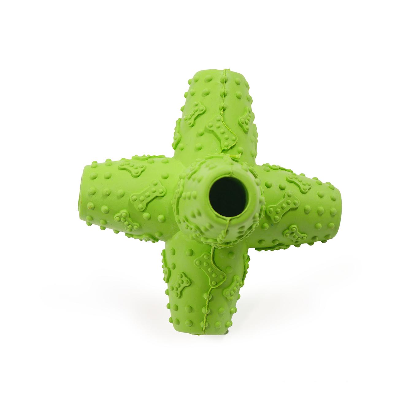Green textured dog toy on a white background