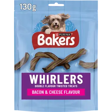 Whirlers Twisted Dog Treats Bacon & Cheese Flavour