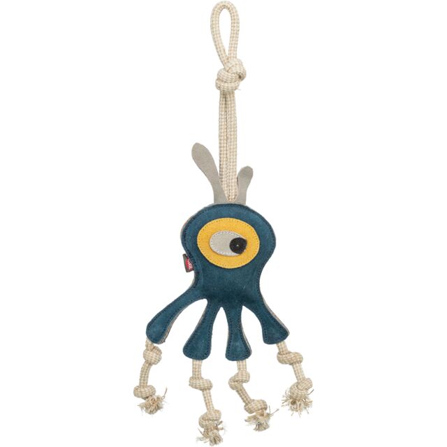 Trixie Leather Monster on Rope | Eco Dog Toy