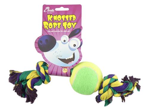 Cheeko Knotted Rope & Tennis Ball | Dog Toy