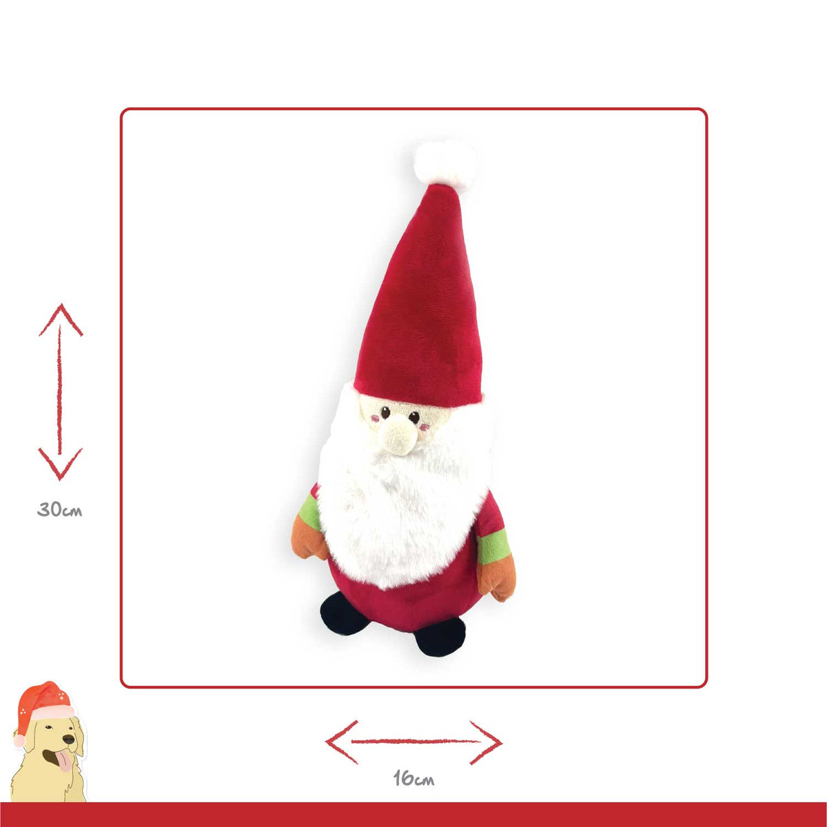 Santa Paws Squeaker Body 🧑‍🎄 Christmas Dog Toy by Happy Pet