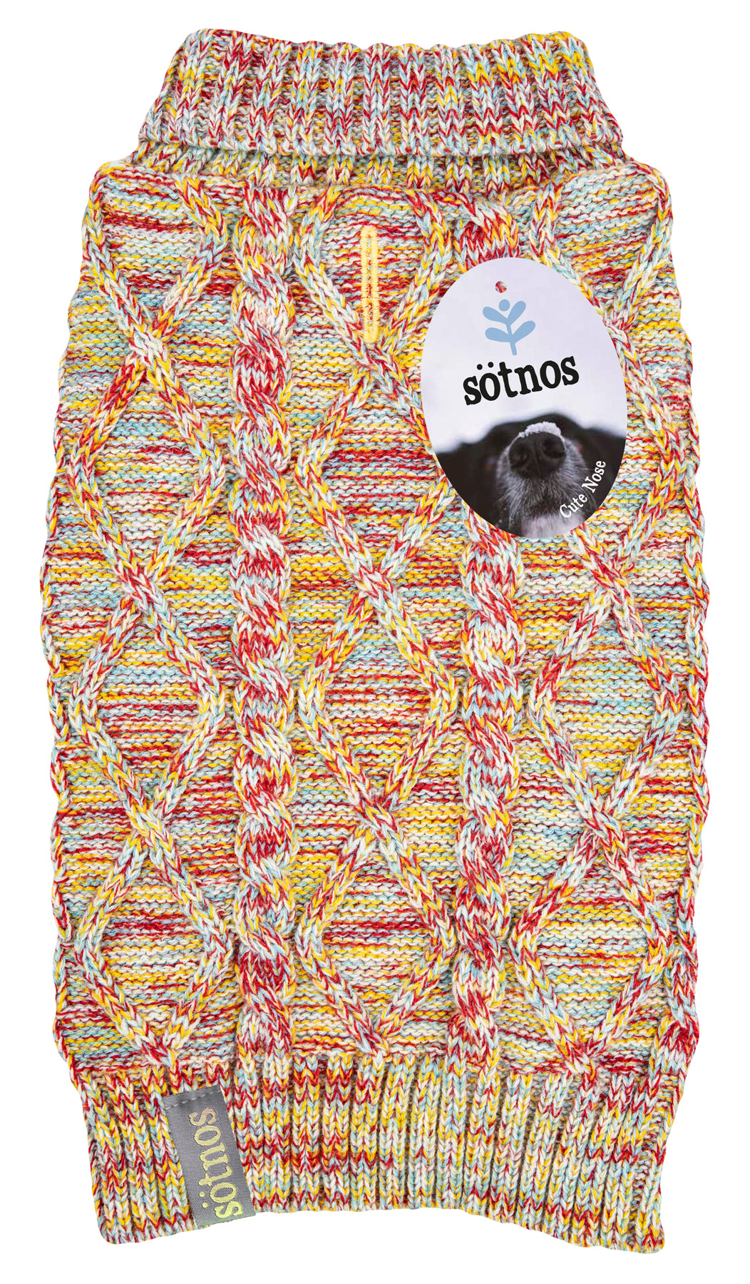 Sötnos Multi Colour Cable Knit Sweater | Cosy Dog Jumper