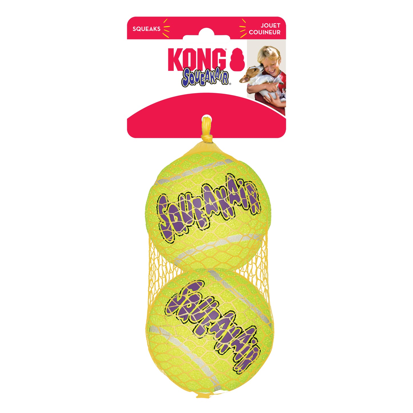 Two yellow tennis balls with 'KONG' branding on a white background