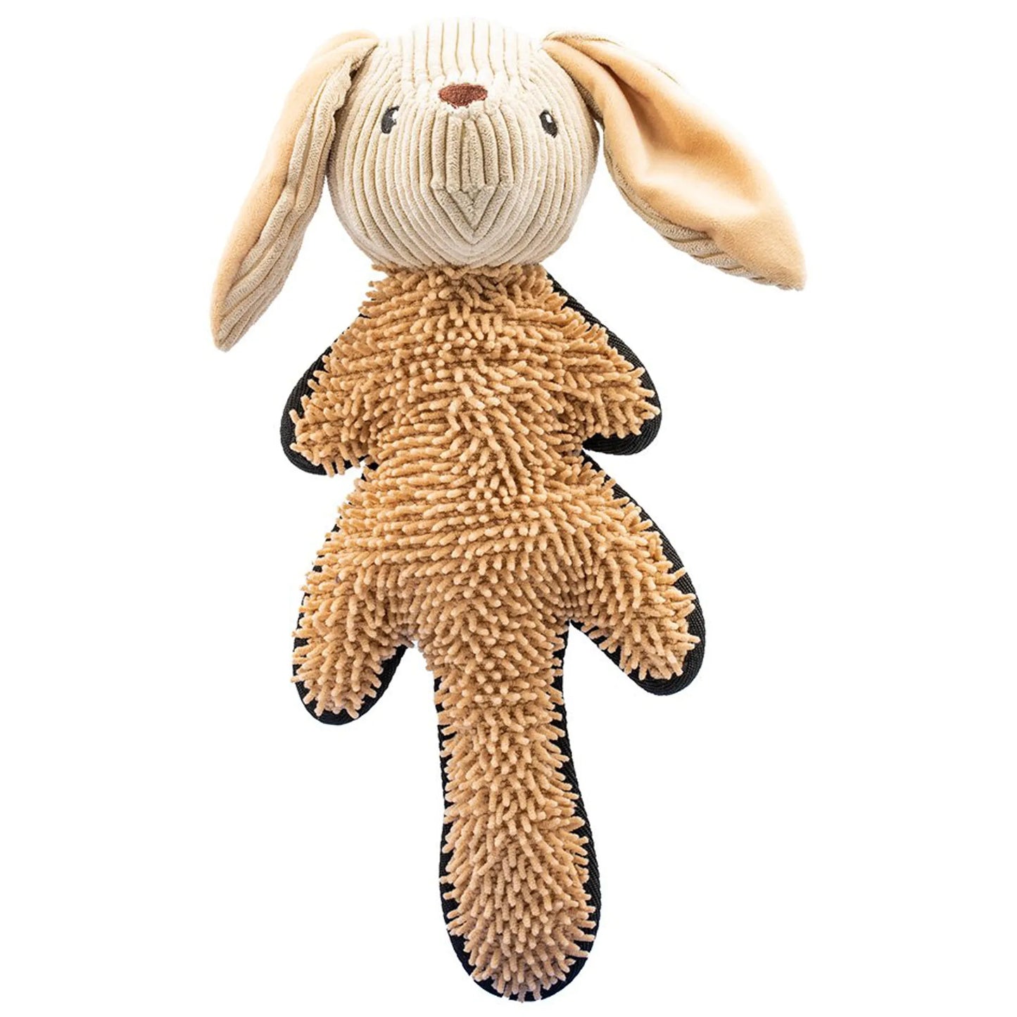 Plush dog  toy resembling a rabbit with a textured body on a white background