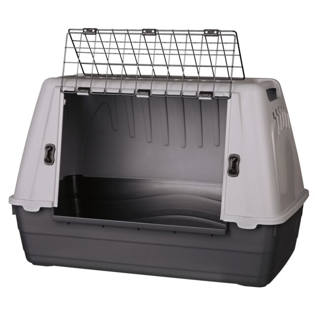 Trixie Journey | Dog Transport Travel Box | Angled Plastic Crate Cage for Safe Car Trips in Boot