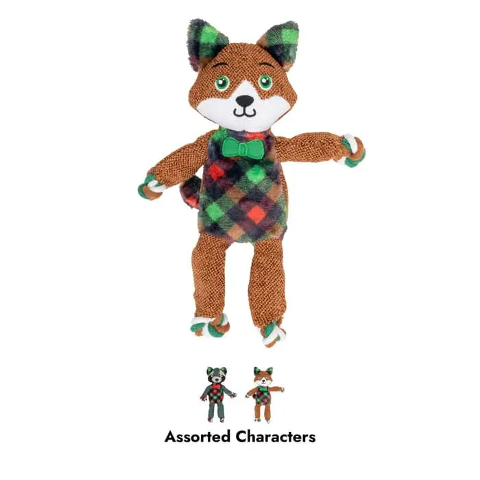 KONG Holiday Floppy Knots Dapper Fox & Bear Small/Medium 🎄 Assorted Christmas Dog Toy