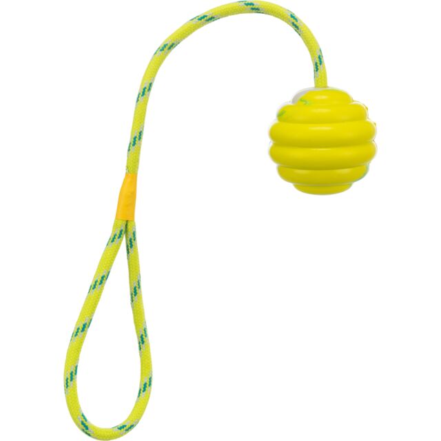 Wavy Natural Rubber Ball On Rope | Dog Training & Fetch Toy by Trixie