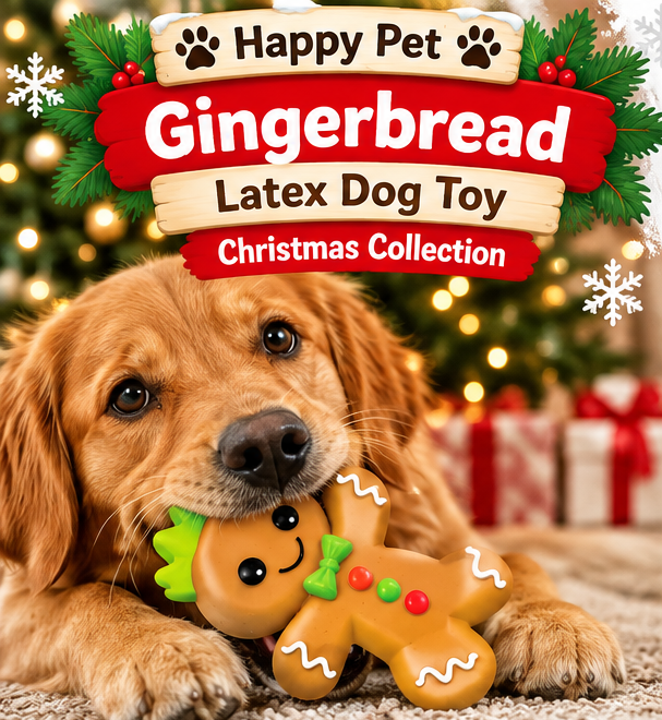 Gingerbread Latex 🍭Christmas Dog Toy by Happy Pet