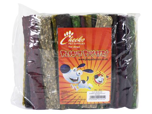 Cheeko Plaque Busters Flat Munchie Strip Assorted 🦴 Dog Chew – 6.5" (50 Pack)