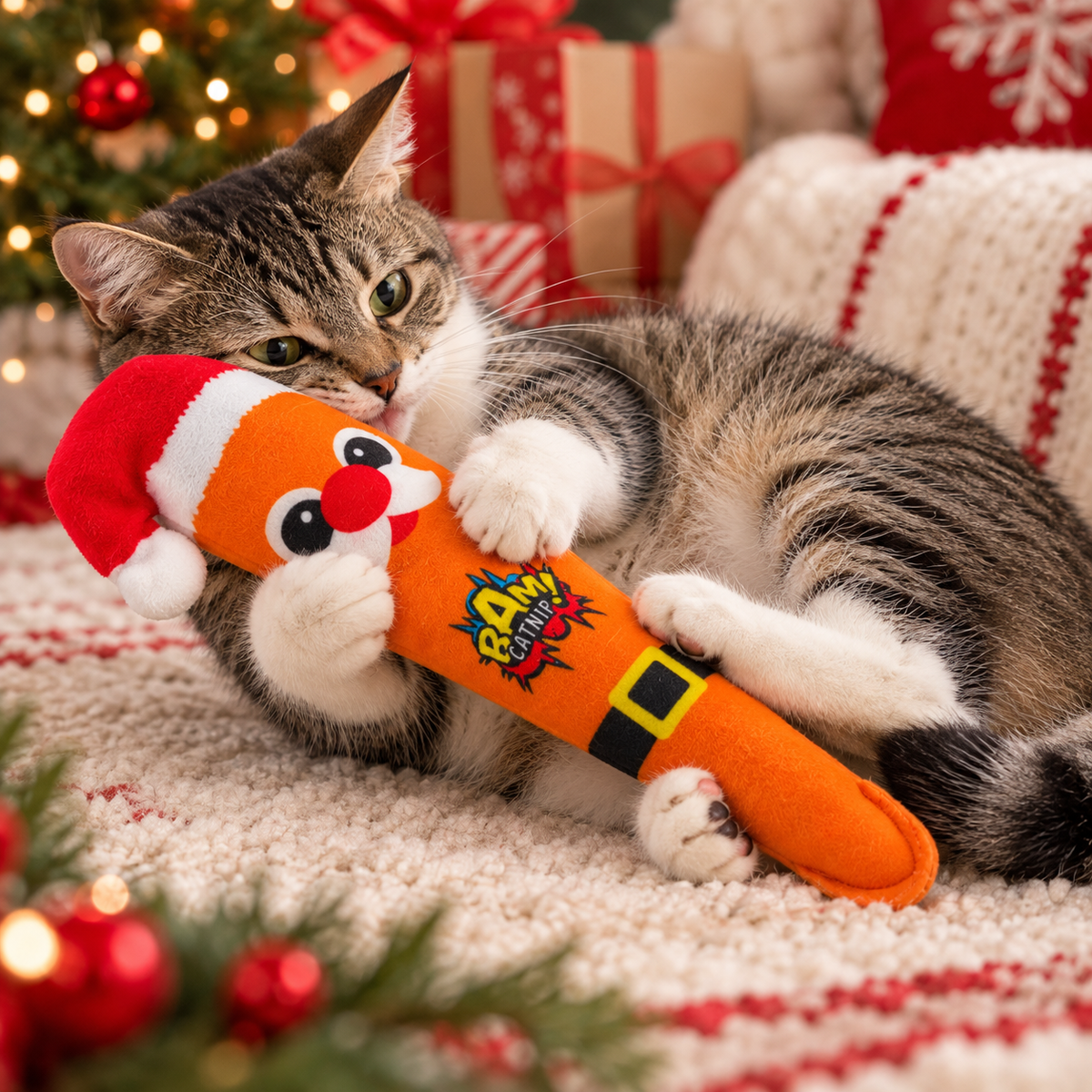BAM! Santa Carrot Kicker 🧑‍🎄 Christmas Catnip Toy by James & Steel