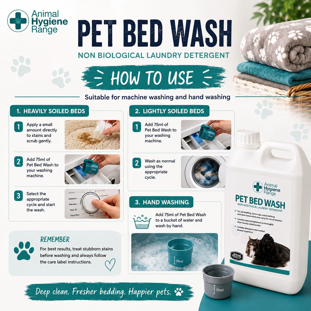 Animal Health Company Pet Bed Wash 🧺 Non-Bio Pet Laundry Detergent by Animal Hygiene Range
