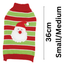 Striped dog sweater with Santa Claus design and size measurement on a white background