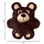 Plush bear dog toy with dimensions on a white background