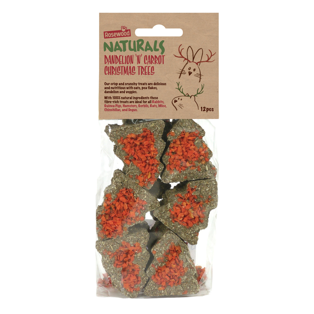 Naturals Carrot Dandelion Christmas Trees 🎄 Small Pet Treat by Rosewood