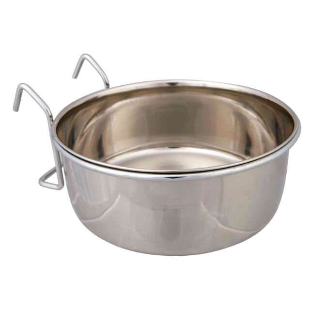 Trixie | Cage & Crate Bowl | Dog, Cat, Bird & Small Pet Stainless Steel Hook-On Coop Cup